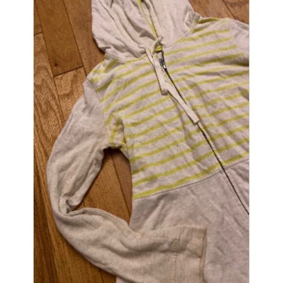 Saturday Sunday Women's yellow Striped beige Hooded Zip-Up Jacket Size Medium - Picture 2 of 10